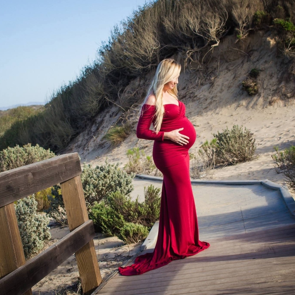 Elegant Off-Shoulder Maternity Dress